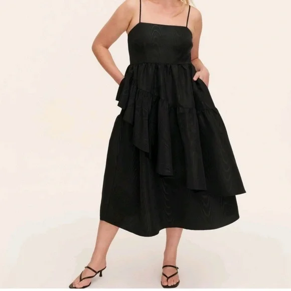 kate spade | Dresses | Kate Spade For Target Black Asymmetrical Ruffled  Midi Dress